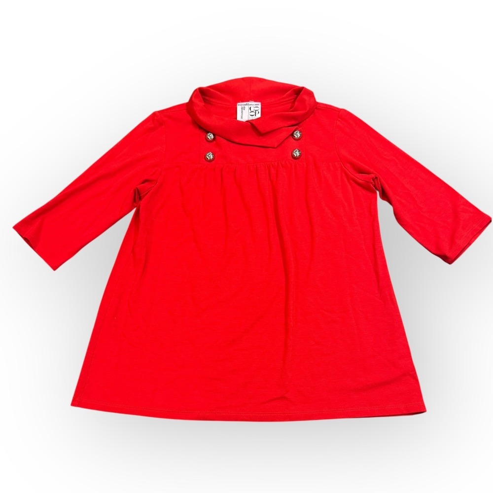 Vintage Amanda Uprichard for Coop Barneys NY Red Tunic Top Medium Buttons